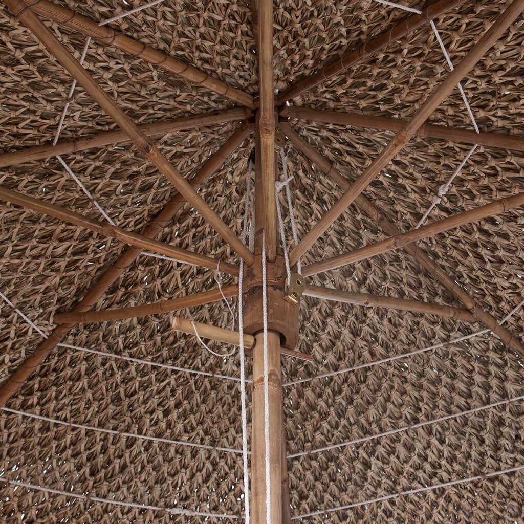 vidaXL bambusest päikesevari banaanilehtedest katusega 210 cm hind ja info | Päikesevarjud, markiisid ja alused | kaup24.ee