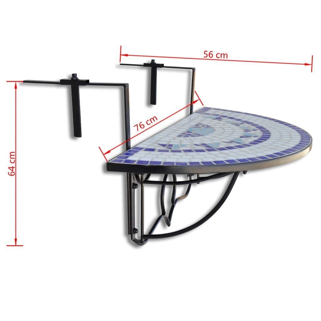 vidaXL rippuv rõdulaud, sinine ja valge, mosaiik цена и информация | Aialauad | kaup24.ee