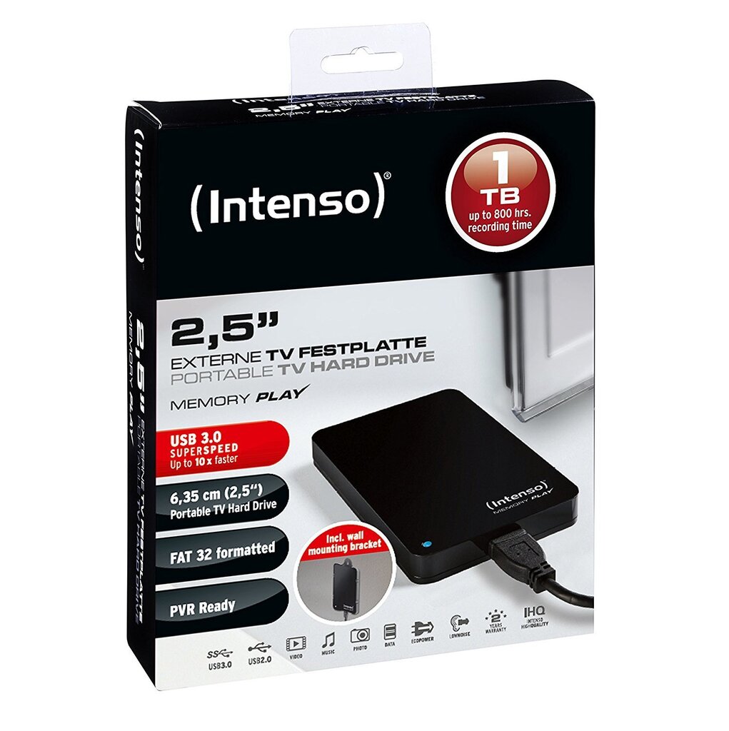 Väline kõvaketas Intenso Memory Play 2.5'' 1TB USB 3.0 цена и информация | Välised kõvakettad (SSD, HDD) | kaup24.ee