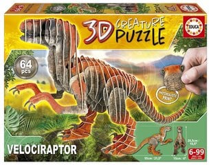 3D pusle Educa Velociraptor, 64 tükki hind ja info | Pusled | kaup24.ee