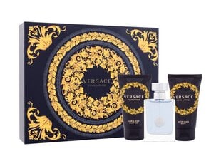 Kosmeetiline kinkekomplekt meestele Versace Pour Homme: tualettvesi 50ml + raseerimisjärgne palsam 50ml + dušigeel 50ml цена и информация | Мужские духи | kaup24.ee