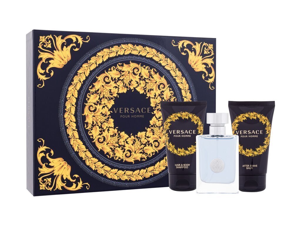 Kosmeetiline kinkekomplekt meestele Versace Pour Homme: tualettvesi 50ml + raseerimisjärgne palsam 50ml + dušigeel 50ml hind ja info | Meeste parfüümid | kaup24.ee