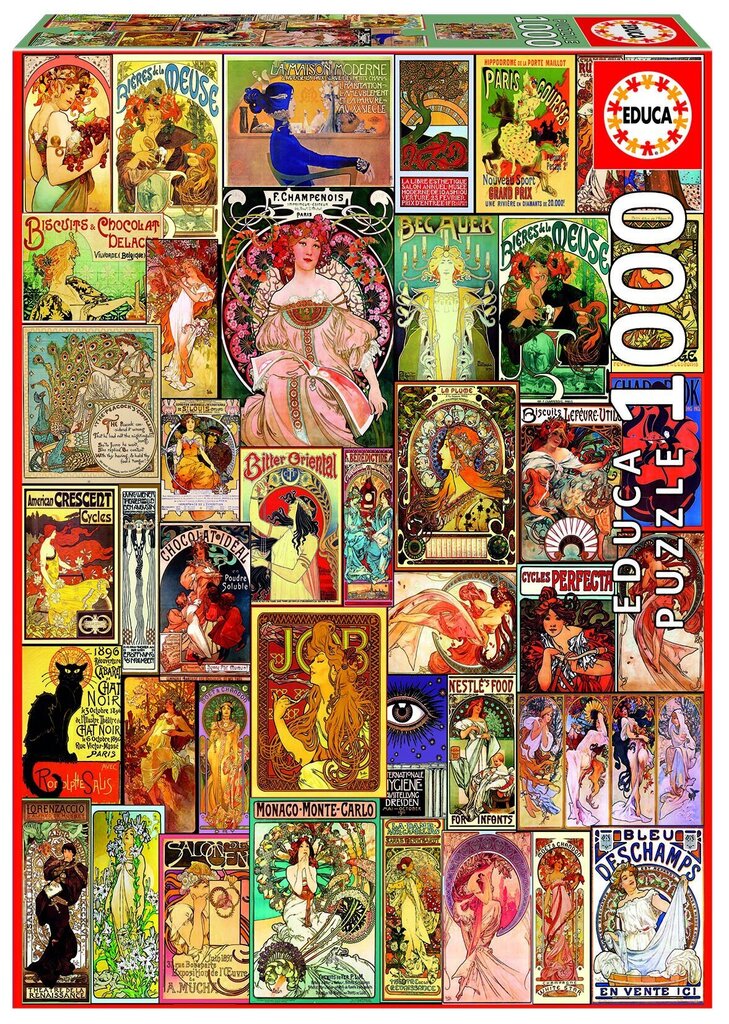 Pusle Educa Art Nouveau Poster Collage, 1000 tk цена и информация | Pusled | kaup24.ee