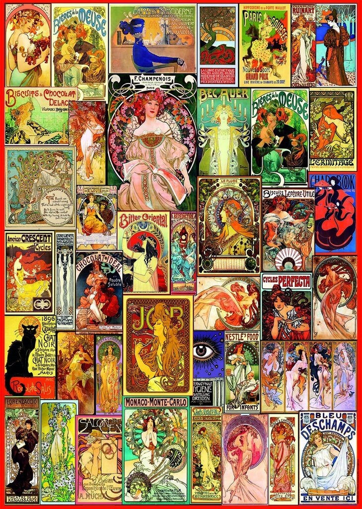 Pusle Educa Art Nouveau Poster Collage, 1000 tk hind ja info | Pusled | kaup24.ee