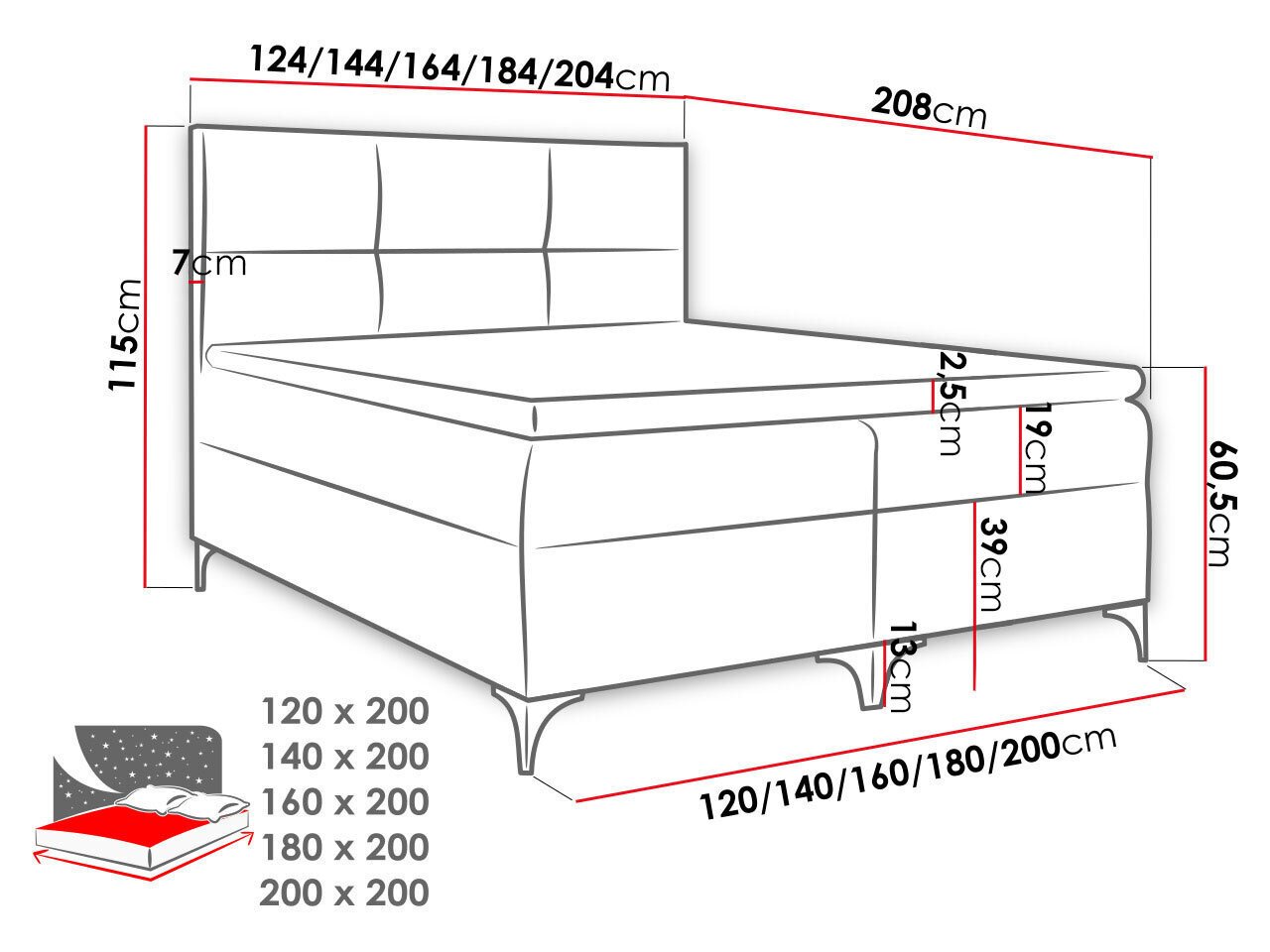 Kontinentaalvoodi BLANCO-Magic Velvet 2250-180x200 cm hind ja info | Voodid | kaup24.ee