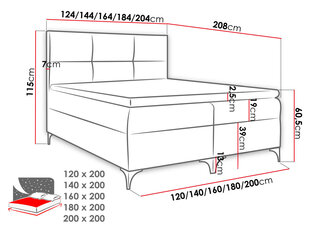 Континентальная кровать BLANCO-Manila 28-160x200 см цена и информация | Кровати | kaup24.ee