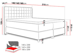 Kontinentaalvoodi KORTI-Spirit 13-160x200 cm hind ja info | Voodid | kaup24.ee