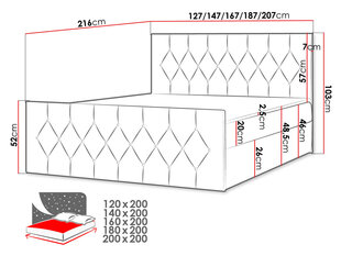 Кровать континентальная COLZONE LUX-Микрофаза 0005-180x200 см цена и информация | Кровати | kaup24.ee