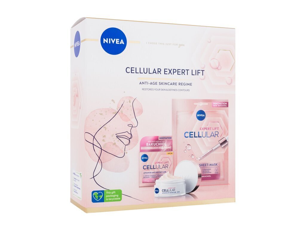 Komplekt Nivea Cellular expert lift: päevakreem hüaluroonhappega 50 ml + kangasmask hüaluroonhappega, 1 tk цена и информация | Näokreemid | kaup24.ee