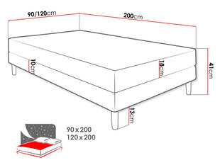 Кровать MIDDER 1-Rico 01-120x200 см цена и информация | Кровати | kaup24.ee