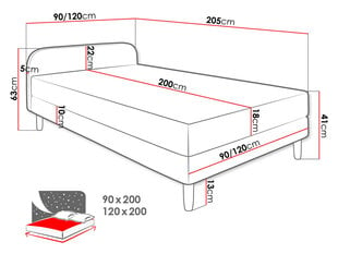 Кровать MIDDER 2-Rico 23-120x200 см цена и информация | Кровати | kaup24.ee