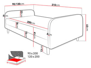 Кровать MIDDER 3-Rico 13-90x200 см цена и информация | Кровати | kaup24.ee