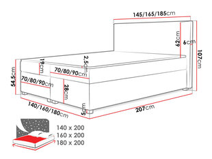 Kontinentaalvoodi MATERENKO-Rico 23-140x200 cm hind ja info | Voodid | kaup24.ee