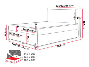 Континентальная кровать МАТЕРЕНКО-Рико 20-160x200 см цена и информация | Кровати | kaup24.ee