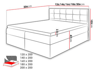 Континентальная кровать HANNAH-ekoskóra Soft 017-180x200 см цена и информация | Кровати | kaup24.ee