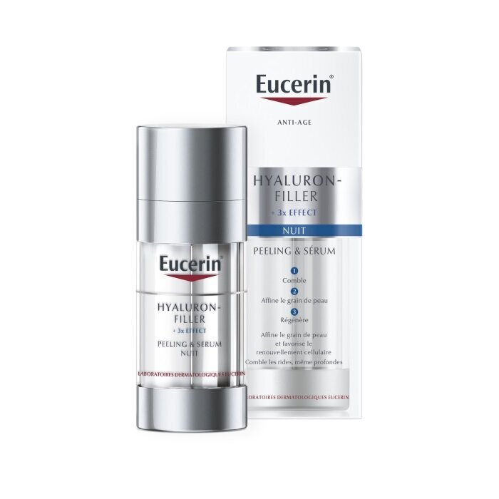 Kooriv ööseerum Eucerin Hyaluron-Filler + 3x Effect Nacht Peeling, 30ml цена и информация | Näoõlid, seerumid | kaup24.ee