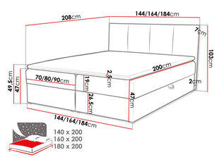 Kontinentaalvoodi GONZO-Manila 26-160x200 cm hind ja info | Voodid | kaup24.ee