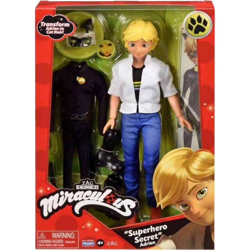 Nukk Miraculous - Superhero Secret - Transform Adrien to Cat Noir! hind ja info | Poiste mänguasjad | kaup24.ee