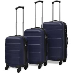 vidaXLi kolmeosaline kõvakattega kohvrite komplekt sinine цена и информация | Чемоданы, дорожные сумки | kaup24.ee