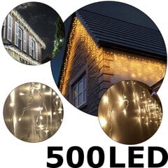 500 LED гирлянда-сосульки C508, Теплый белый цвет (Flash), 19 м цена и информация | Гирлянды | kaup24.ee