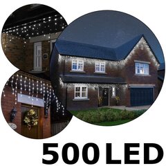 500 LED гирлянда-сосульки C508, Цвет холодный белый (Flash), 19 м цена и информация | Гирлянды | kaup24.ee
