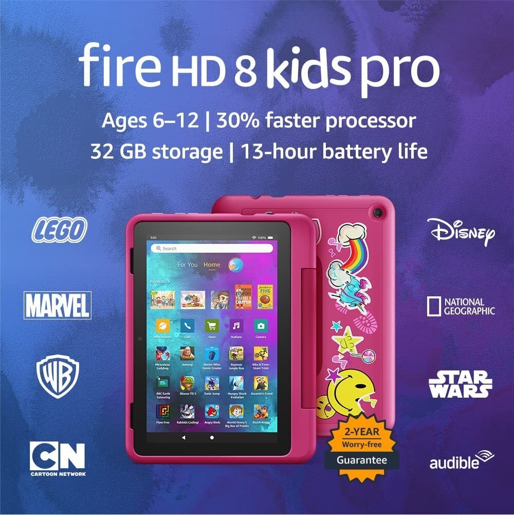 Tahvelarvuti Amazon Fire HD 8 32GB Kids Pro 2022, rainbow universe цена и информация | Tahvelarvutid | kaup24.ee