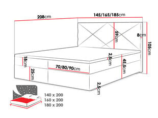 Континентальная кровать DERISIO 4-Rico 13-140x200 см цена и информация | Кровати | kaup24.ee