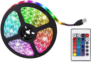 RGB LED Tape 5m toiteallika ja puldiga цена и информация | Светодиодные ленты | kaup24.ee