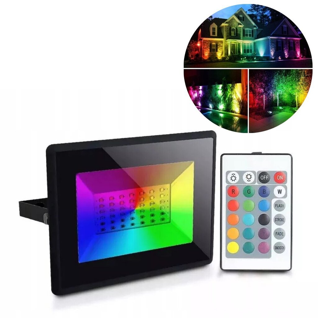 RGB LED-välisprožektor puldiga 10W IP65 hind ja info | Aia- ja õuevalgustid | kaup24.ee