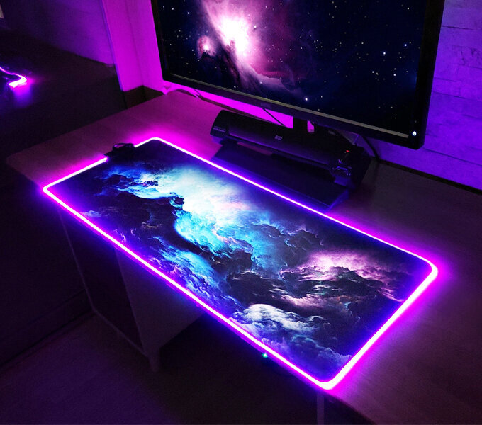 RGB hiirematt cosmos mängimiseks 80x30cm цена и информация | Hiired | kaup24.ee