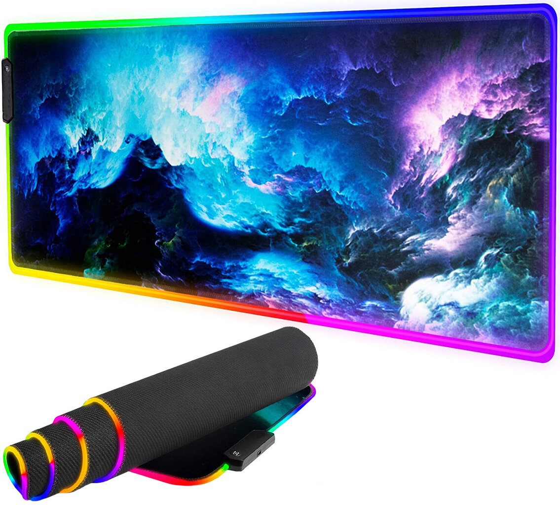 RGB hiirematt cosmos mängimiseks 80x30cm цена и информация | Hiired | kaup24.ee