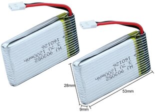 2 tk laetav Lipo aku (3.7v, 1200mAh Lipo) Syma X5SC X5SW Quadricopter Drones jaoks цена и информация | Смарттехника и аксессуары | kaup24.ee