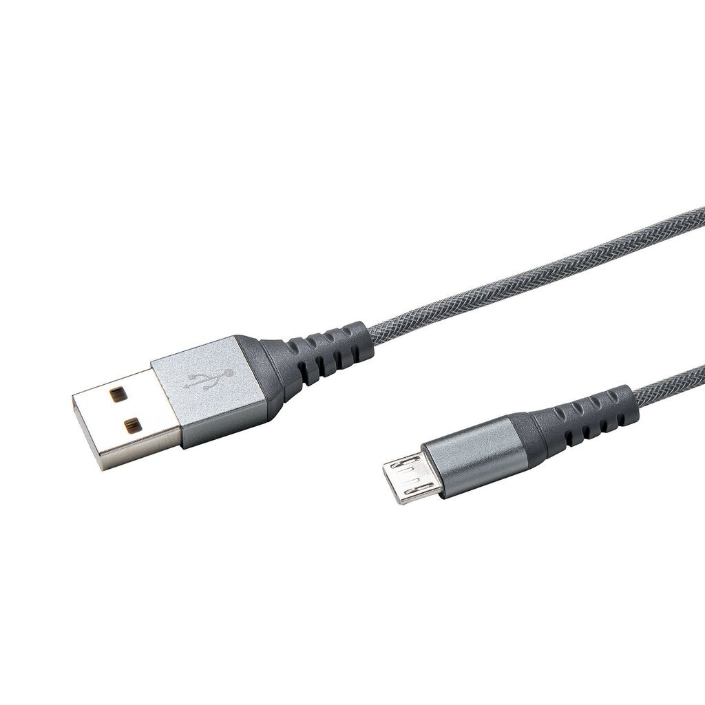 Celly Micro-USB - USB nailonkattega kaabel 1m, hõbedane цена и информация | Mobiiltelefonide kaablid | kaup24.ee