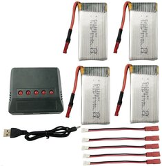 4 шт. запасной аккумулятор + 3.7V 850mAh Li-Po зарядное устройство для Syma X56 X56W X54HW X54HC Quadricopter RC Drone Foldable цена и информация | Смарттехника и аксессуары | kaup24.ee