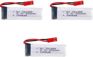 3 tk laetav Lipo aku (3.7V 500mAh) RC Quadricopter Drones UDI U817 U817C U817A U818A WLtoys V959 V969 V979 V989 V999 V929 V949 V212 V222 RC цена и информация | Смарттехника и аксессуары | kaup24.ee