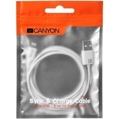 CANYON CFI-1 Lightning USB Cable for Apple - 1m, White цена и информация | Кабели для телефонов | kaup24.ee