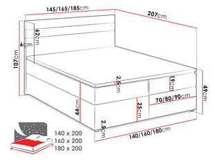 Континентальная кровать POSKOCZ-Lawa 05 + экоскора Soft 011-160x200 см цена и информация | Кровати | kaup24.ee