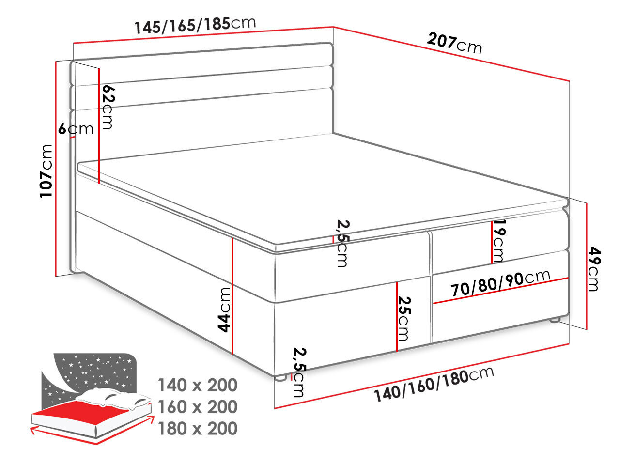 Kontinentaalvoodi POSKOCZ-Lawa 05 + ekoskóra Soft 011-160x200 cm hind ja info | Voodid | kaup24.ee