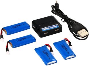 1 TO 4 Зарядное устройство с 4 x 500mAh LIPO аккумуляторами для HUBSAN X4 H107L H107C H107D H107 V252 цена и информация | Смарттехника и аксессуары | kaup24.ee