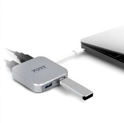 Концентратор USB Port Designs 4 Ports USB Type-C, серый цена и информация | Адаптер Aten Video Splitter 2 port 450MHz | kaup24.ee
