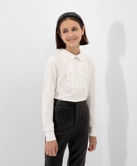Блузка Gulliver с плиссированным текстильным декором для девочек, молочного цвета цена и информация | Свитеры, жилетки, пиджаки для девочек | kaup24.ee