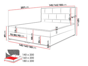 Континентальная кровать BICYK-Itaka 10-140x200 см цена и информация | Кровати | kaup24.ee