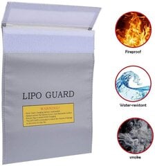 Lipo Guard tulekindel Lipo kott, 23 cm x 18 cm x Lipo akud, värv hõbedane hind ja info | Nutiseadmed ja aksessuaarid | kaup24.ee