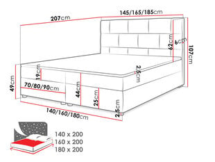 Kontinentaalvoodi BICYK-Itaka 10-180x200 cm цена и информация | Кровати | kaup24.ee