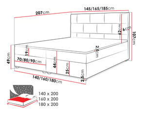 Континентальная кровать BICYK-Itaka 51-140x200 см цена и информация | Кровати | kaup24.ee