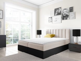 Континентальная кровать FIGO-ekoskóra Soft 011 (черна) + Ikar 1-200x200 см цена и информация | Кровати | kaup24.ee