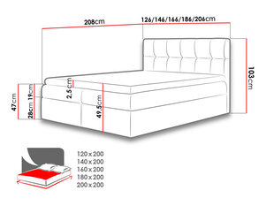 Kontinentaalvoodi RDEST-Soft 011 (ökonahk)-120x200 cm hind ja info | Voodid | kaup24.ee