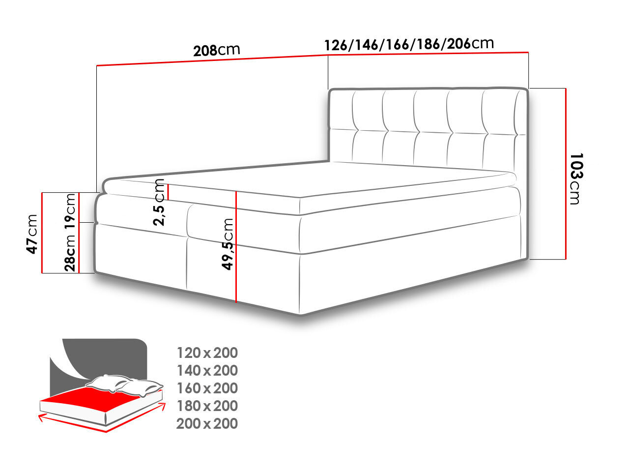 Kontinentaalvoodi RDEST-Soft 011 (ökonahk)-120x200 cm hind ja info | Voodid | kaup24.ee