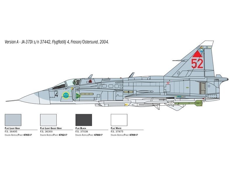 Italeri SAAB JA 37 Jaktviggen цена и информация | Liimitavad mudelid | kaup24.ee