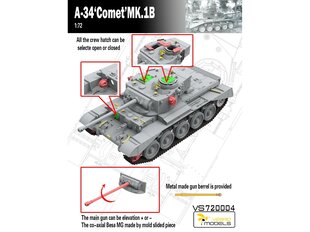 Сборная модель VESPID MODELS - British Army A-34 Comet MK.1B cruiser tank, 1/72, 720004 цена и информация | Конструкторы и кубики | kaup24.ee